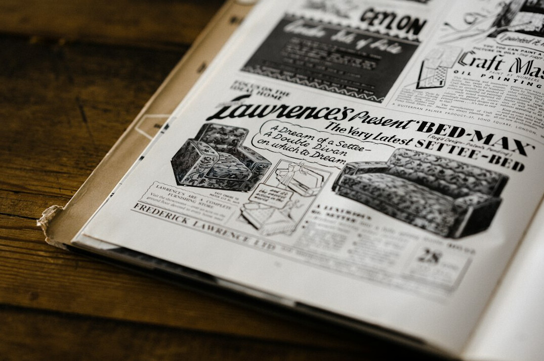 old magazine ad spread